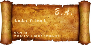 Baska Albert névjegykártya